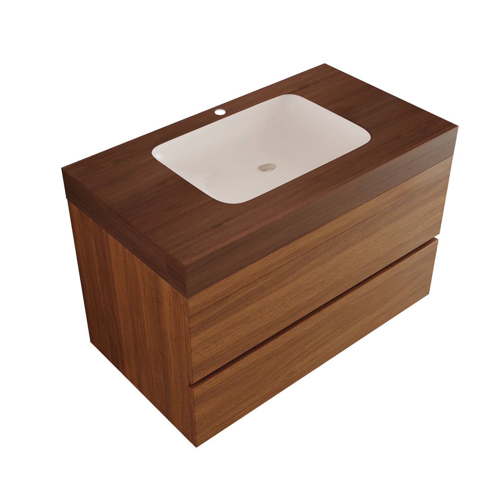 29.9″ Floating Bathroom Vanity with Marble Top and Ceramic Sink