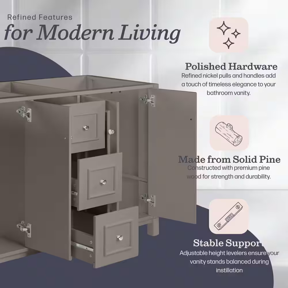 Williamsburg 60 In. W X 21.25 In. D X 34 In. H Bath Vanity Cabinet without Top –