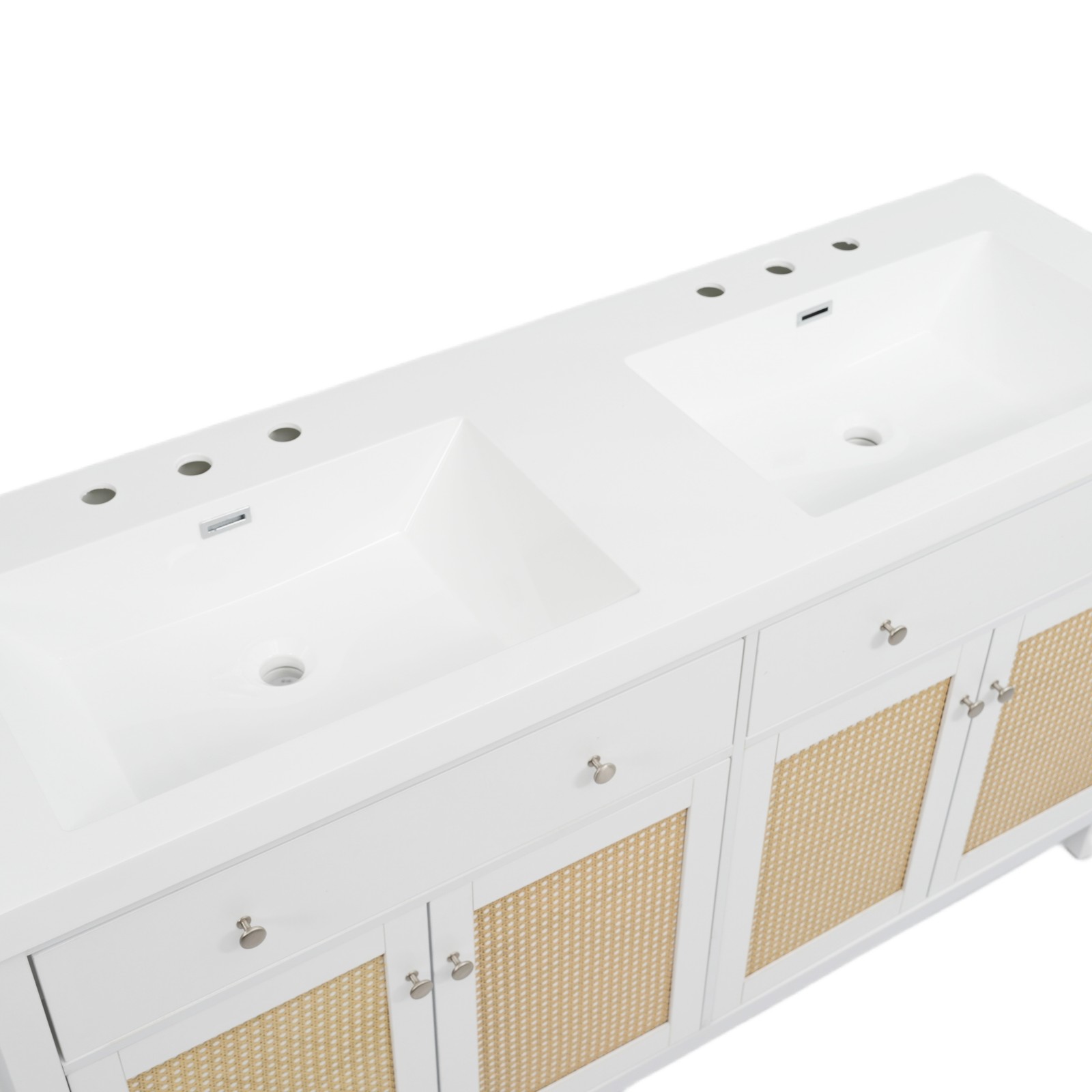 60in Bathroom Vanity w/Double SMC Sink Modern Large Storage Space w/2 Drawers
