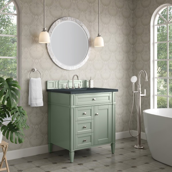 30″ James Martin Brittany 650-V30-SGR-3CSP Vanity Cabinet Charcoal Soapstone Top
