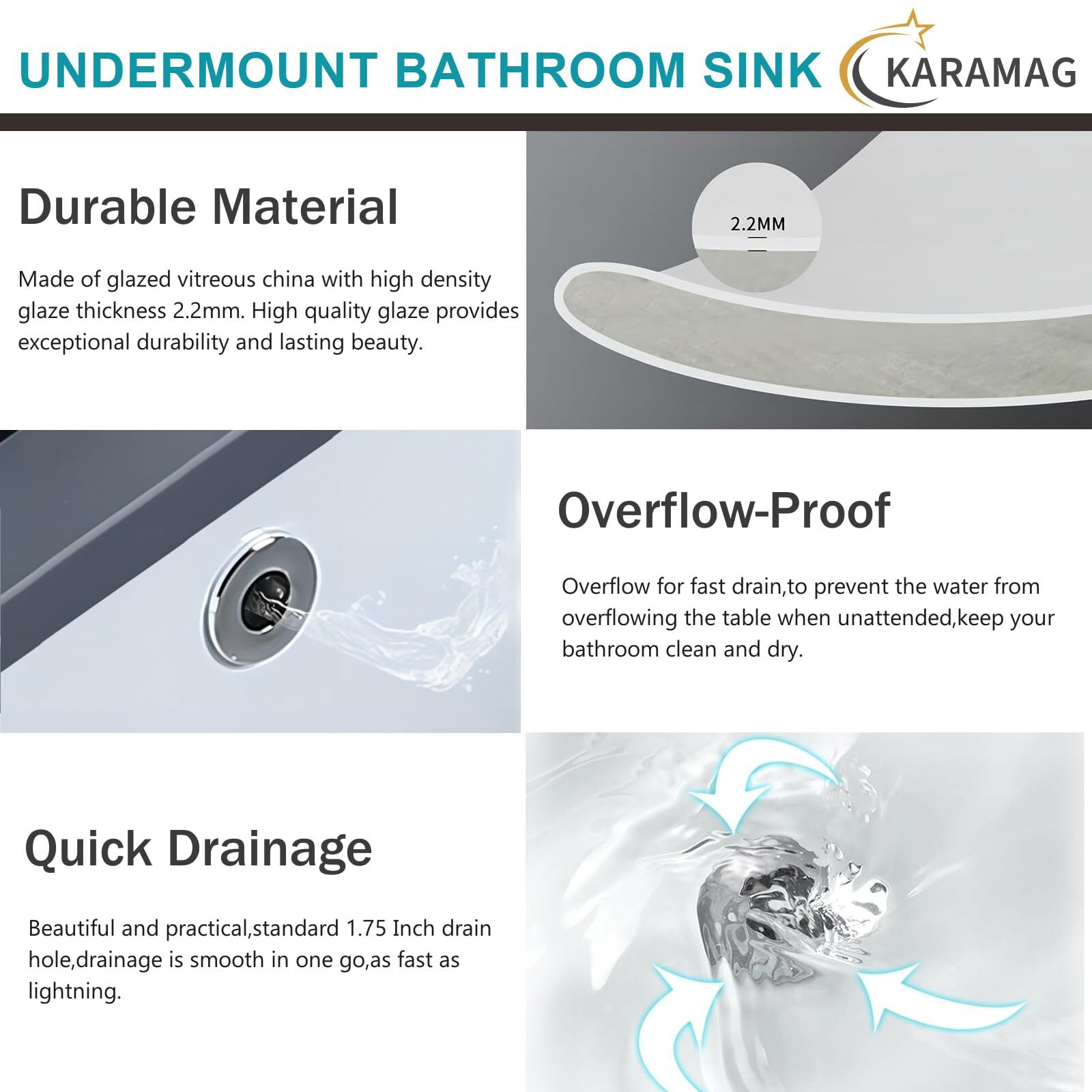 16 Inch Undermount Bathroom Sink Small Rectangle Undermount Sink White Cerami…