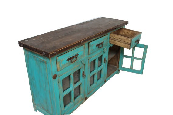 Abbot Rustic Turquoise Bathroom Vanity