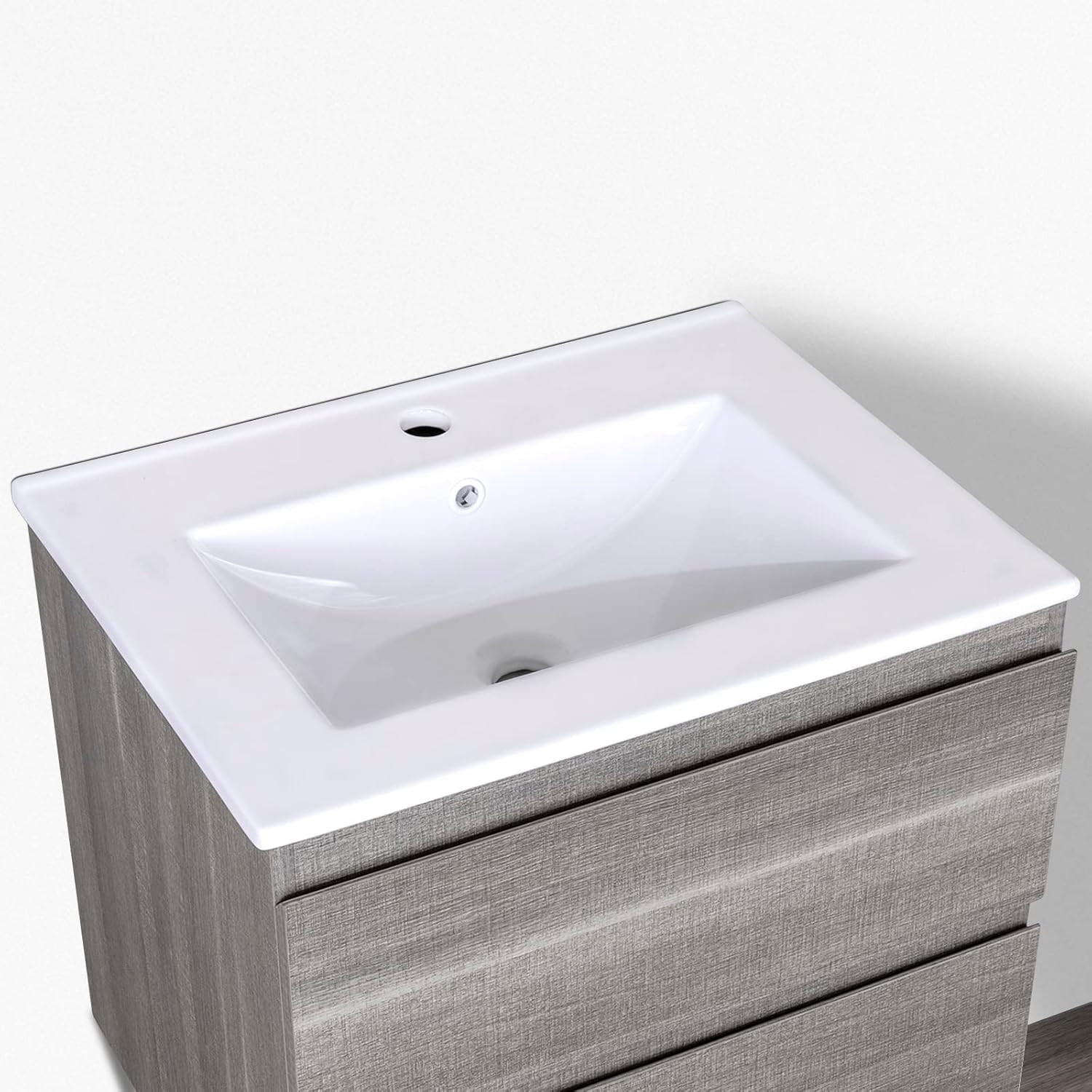24″X18.5″ Drop-In Bathroom Sink, White Porcelain Integrated Vanity Top with Sing