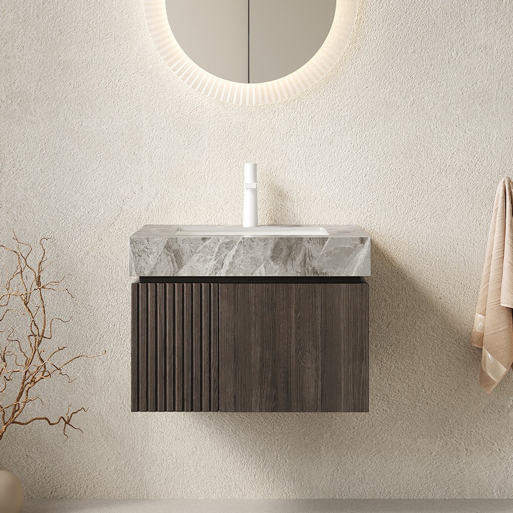 24″ Wall Mounted Bathroom Vanity w/Sink, Floating Vanity Stroage Cabinet, 2 Door