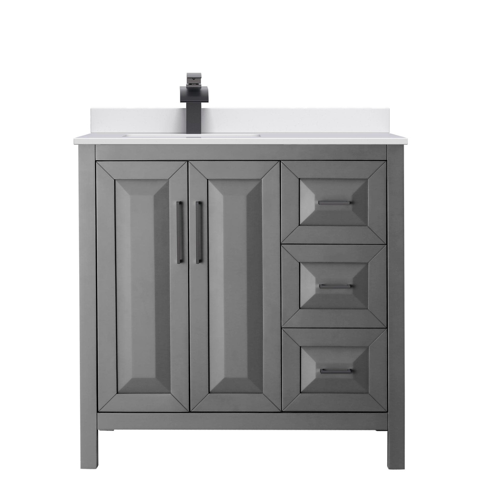 Wyndham Collection WCV252536S-Left-VCA-MXX Daria 36″ – White / Carrara Cultured