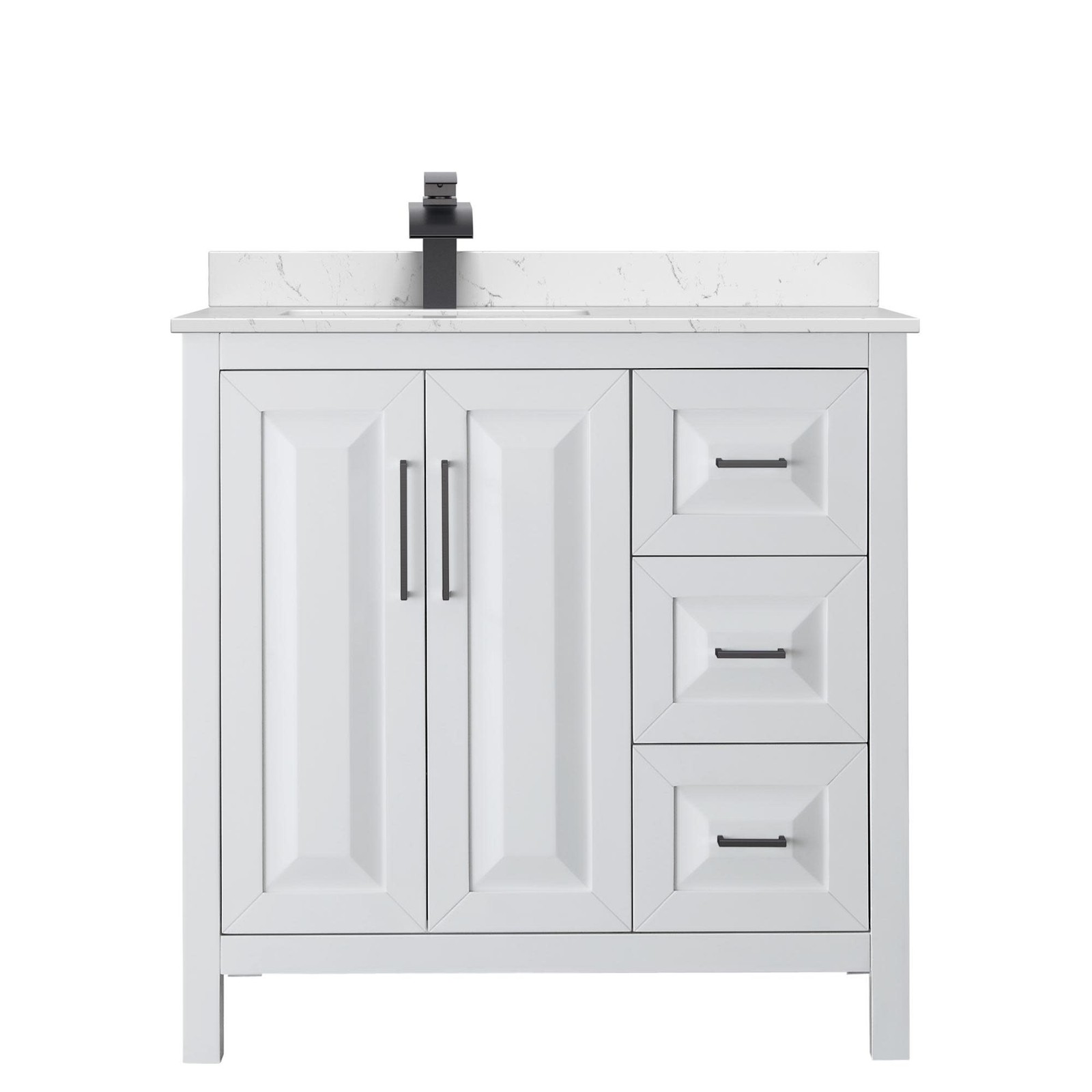 Wyndham Collection WCV252536S-Left-VCA-MXX Daria 36″ – White / Carrara Cultured