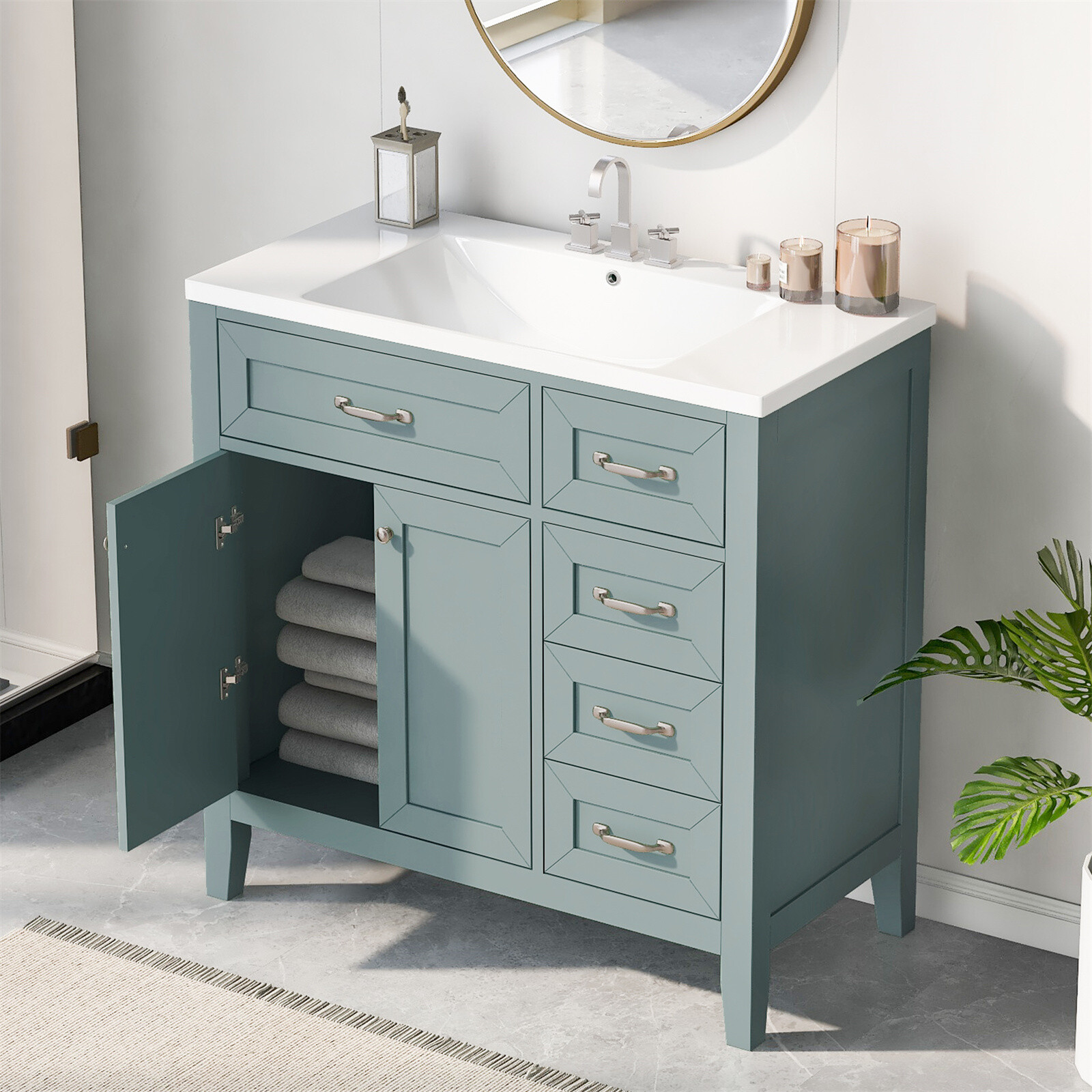 36″ Bathroom Vanity with Sink Combo Bathroom Storage Cabinet with Drawers