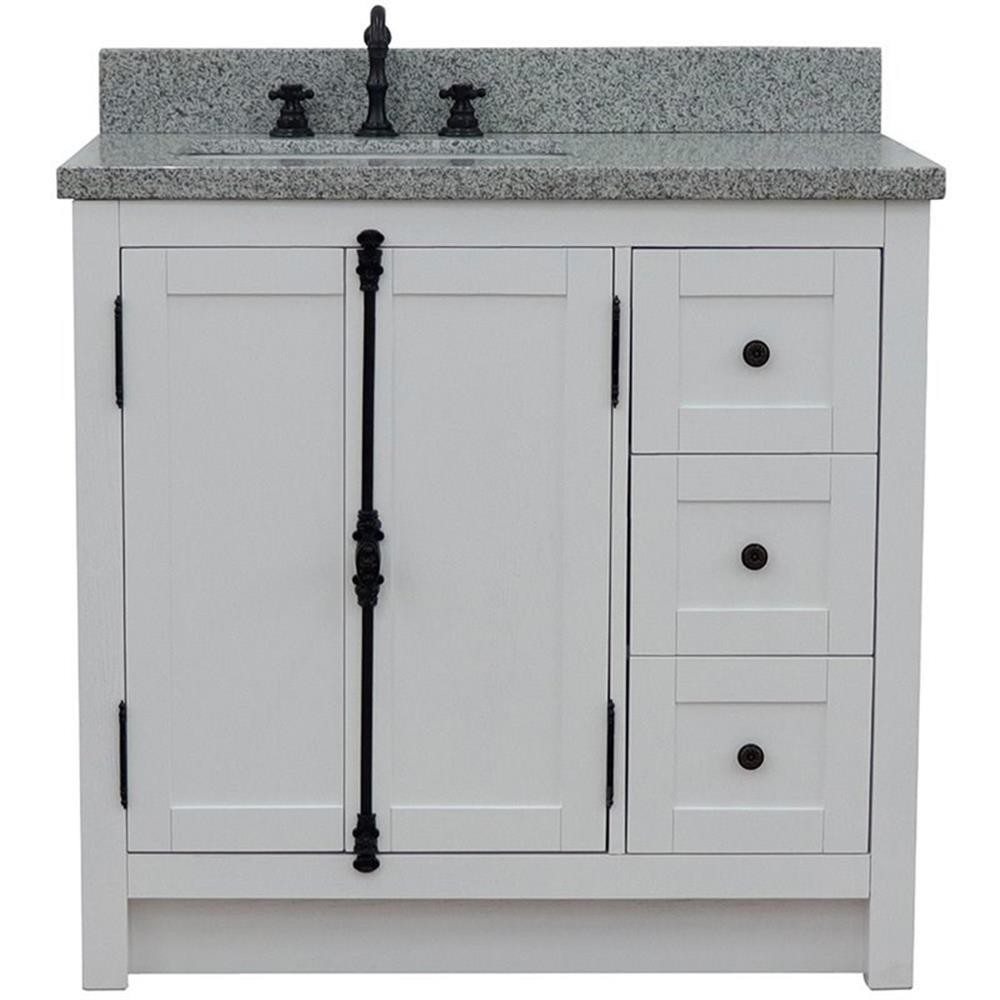 Plantation 37″ Solid Wood Vanity with Left Rectangle Sink in Ash/Gray