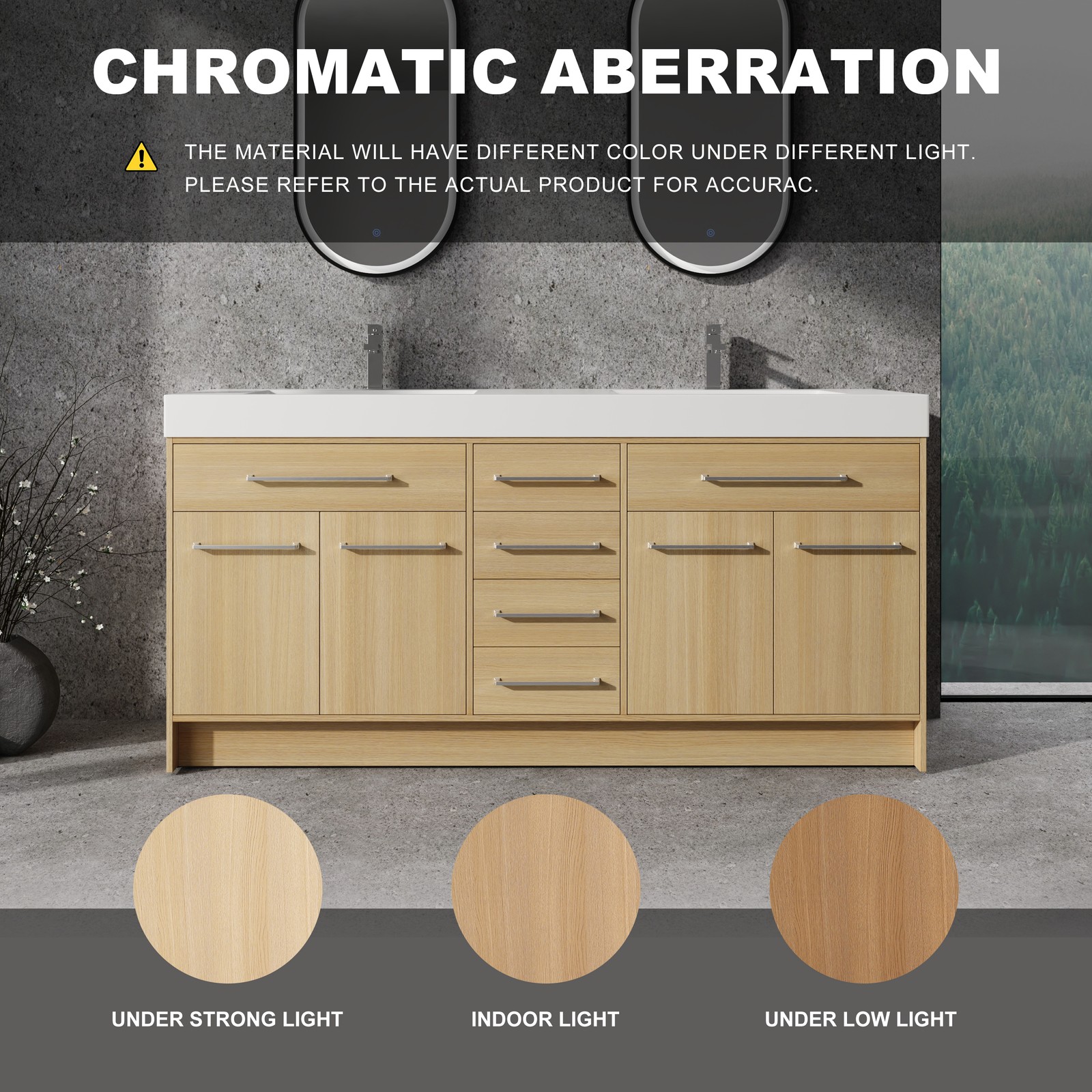 72 in Plywood Bathroom Vanity Freestanding W/Double Resin Sink+4 Doors 6 Drawers