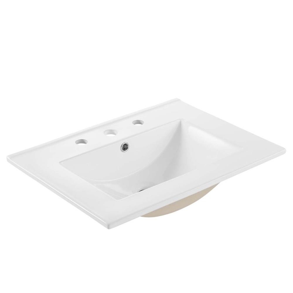 Modway Maybelle Modern Wood/Ceramic Bathroom Vanity in Green/White