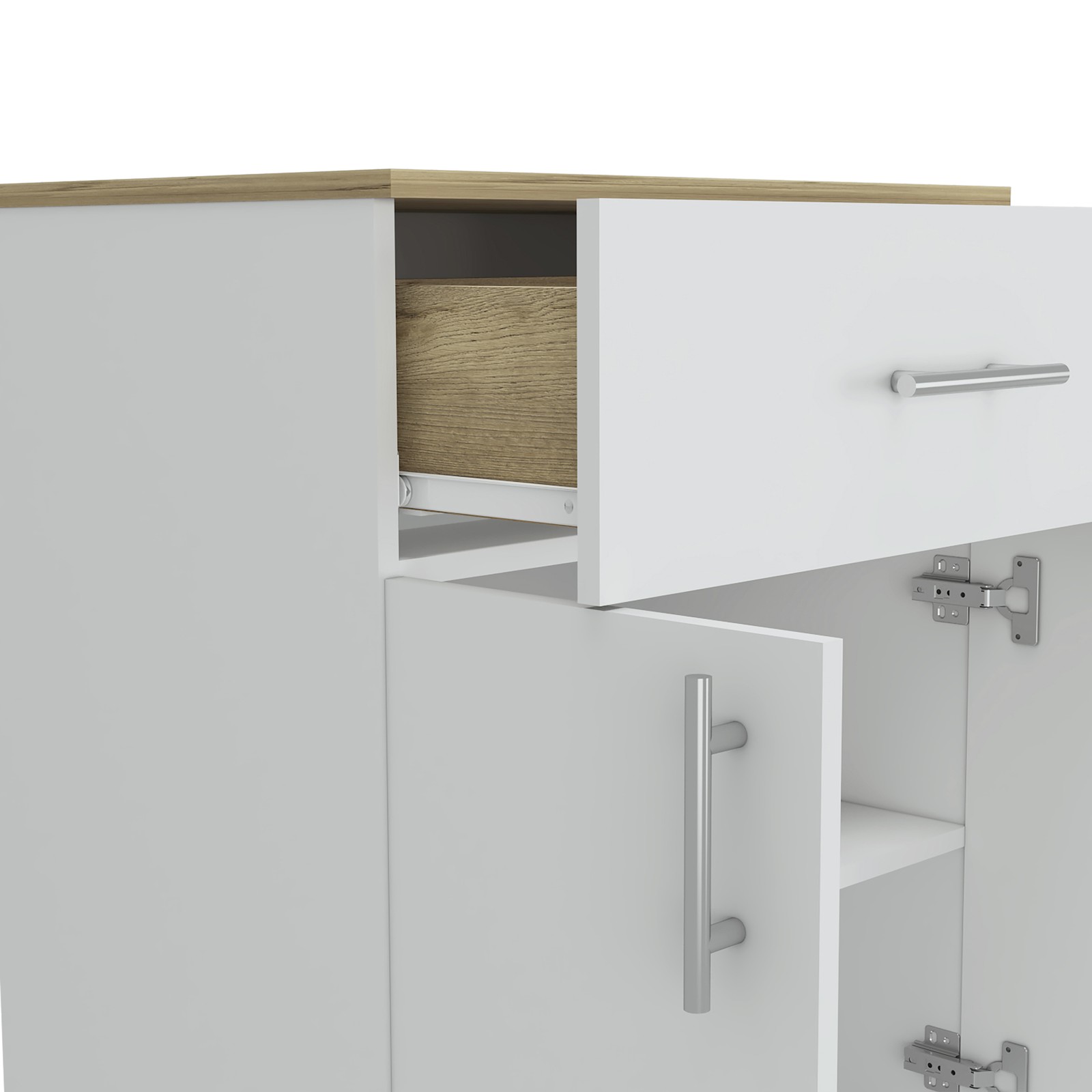 Oxford Pantry Cabinet, One Drawer, One Double Door Cabinet With Two Shelves
