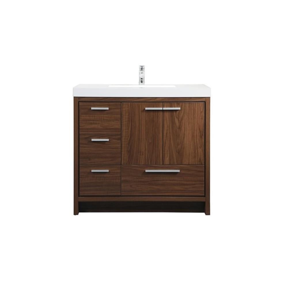 Pemberly Row 36″ Aluminum Alloy and MDF Single Bathroom Vanity in Walnut
