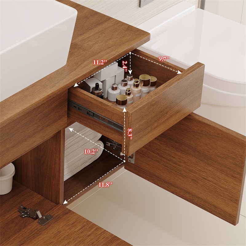 31.5 Inches Floating Single Small Bathroom Vanity with Ceramic Sink