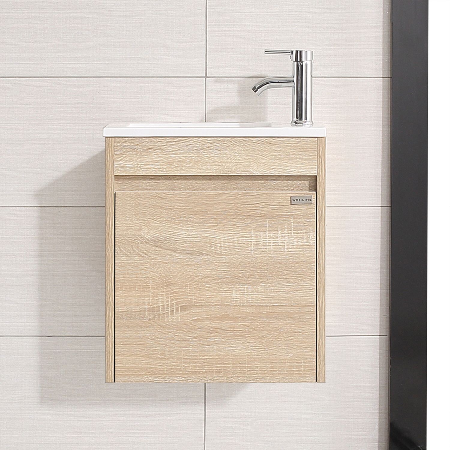 16″ Bathroom Vanity Wall Mounted Cabinet w/Sink Faucet Combo for Small Room