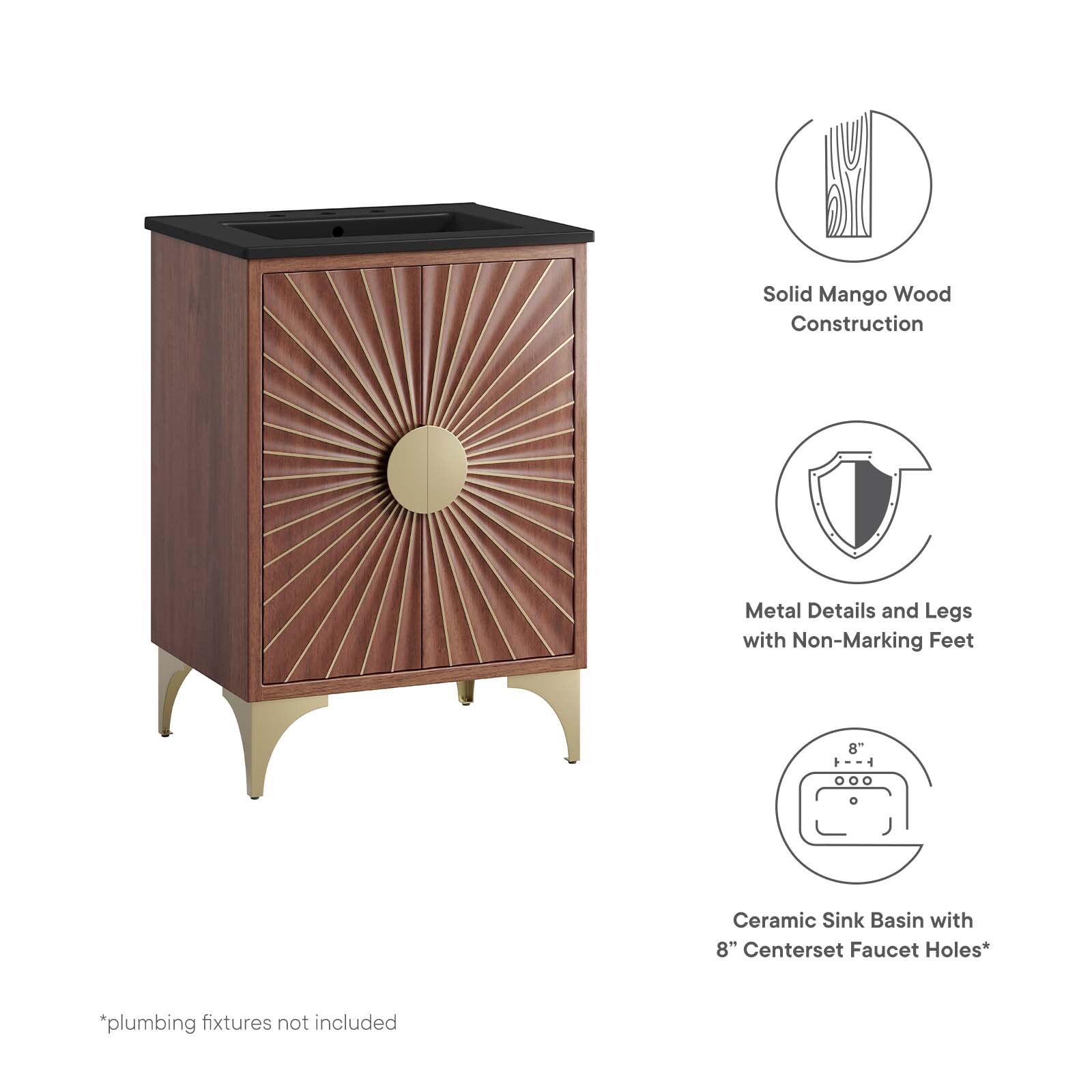 Modway Daylight 24″ Bathroom Vanity in Black Walnut