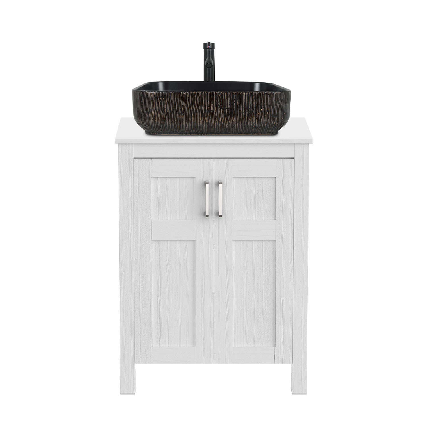 24” Bathroom Vanity set w/ Sink Cabinet with Door Countertop Vessel Sink Faucet
