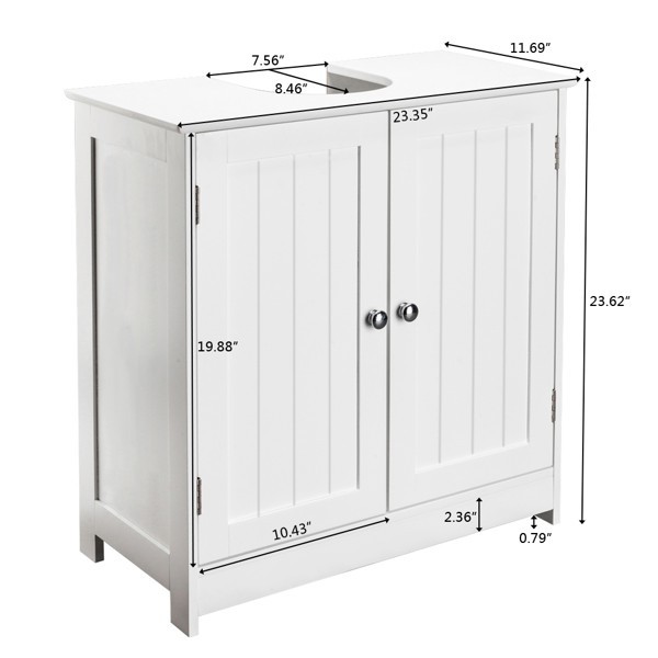 White Bathroom Sink Cabinet Storage Furniture with Cupboard and Shelves
