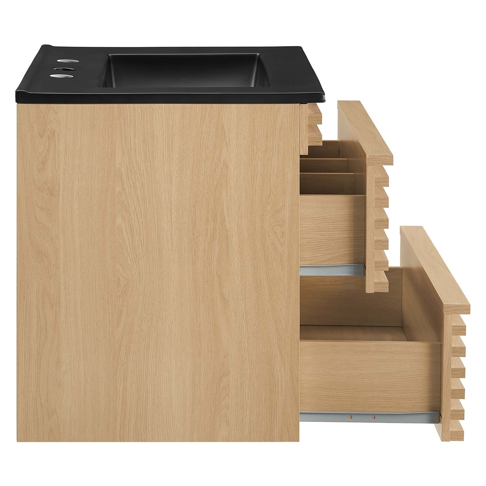 Modway Render 24″ Wall-Mount Bathroom Vanity in Oak Black