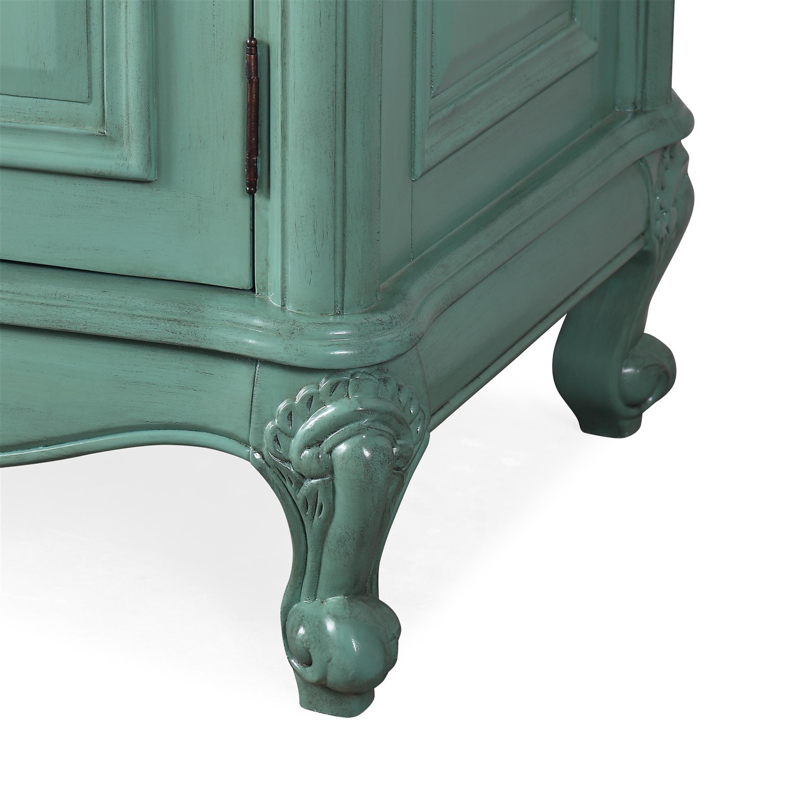72″ Double Sink Vanity Carrara White Marble Top Bathroom Vintage Green Cabinet