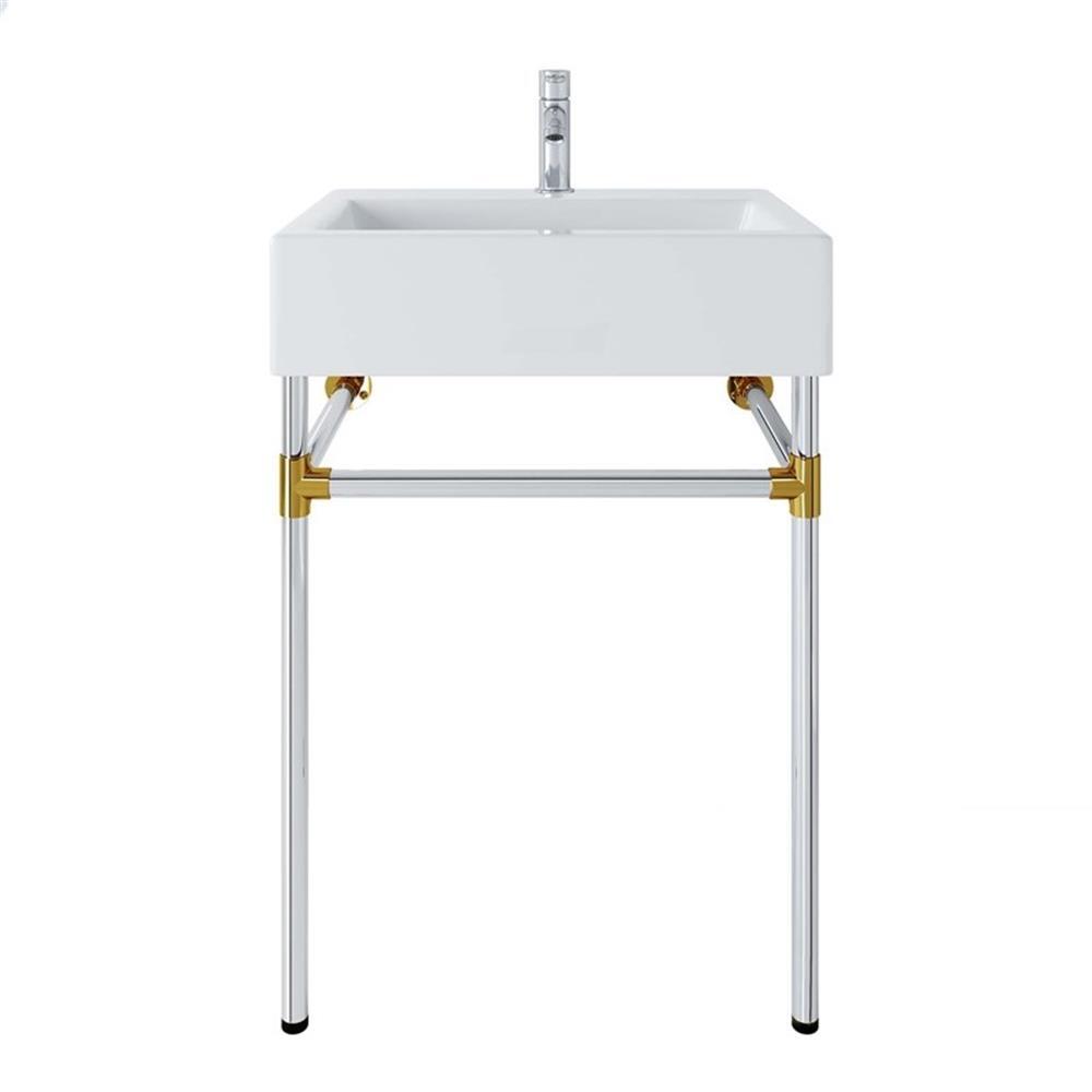 Modway Redeem 24″ Wall-Mount Stainless Steel Bathroom Vanity in Silver/White