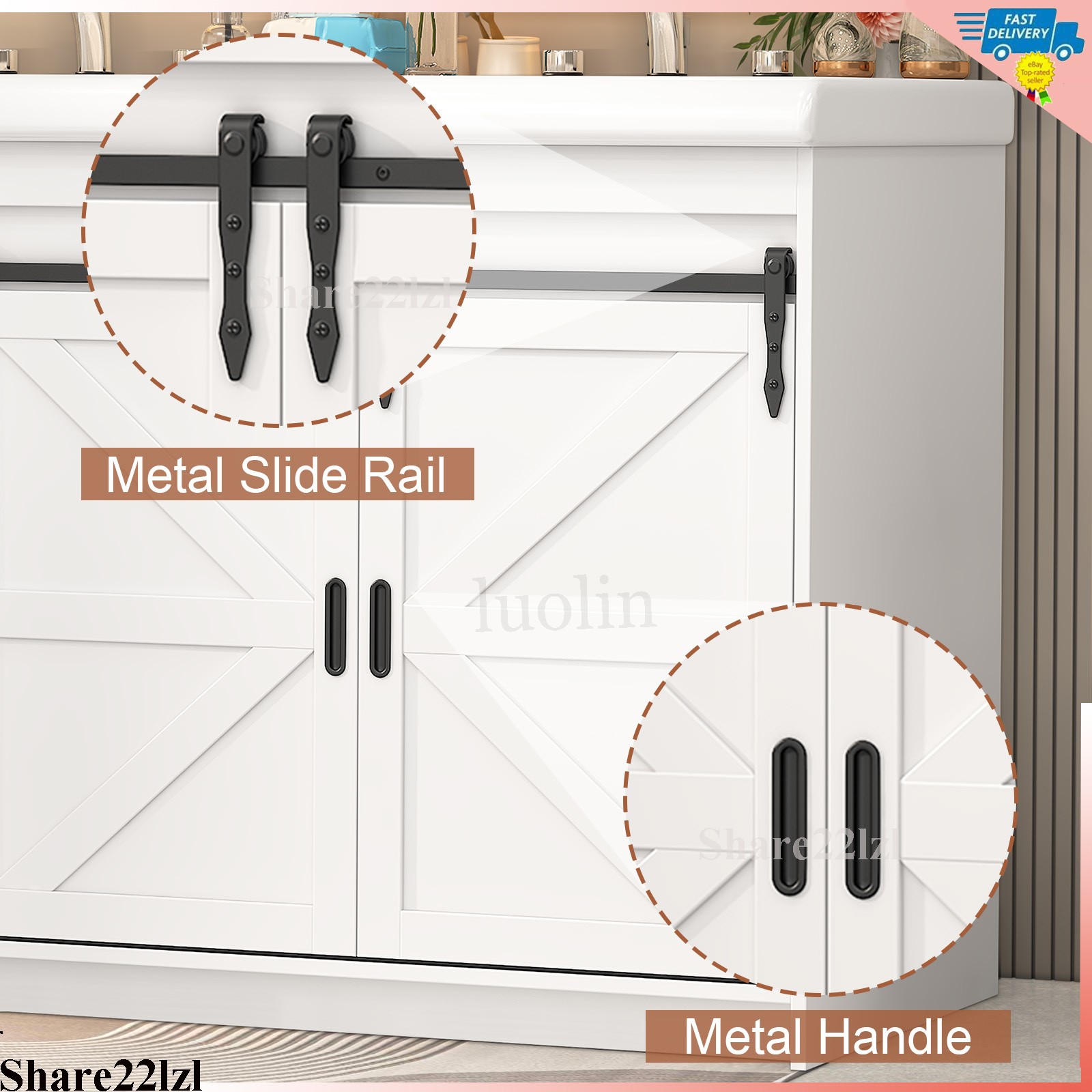 47″ Bathroom Vanity with Ceramic Sink Modern Storage Cabinet w/Soft Close Doors