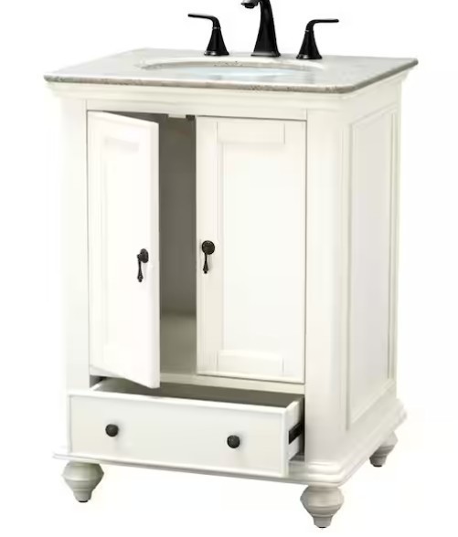 NIB Home Decorators Collection Newport 25″ Bathroom Vanity Granite Ivory Cream