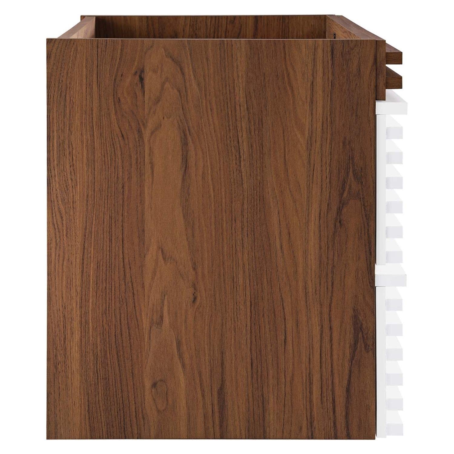 Modway Render 35″ MDF Wood Wall-Mount Bathroom Vanity Cabinet in White/Walnut