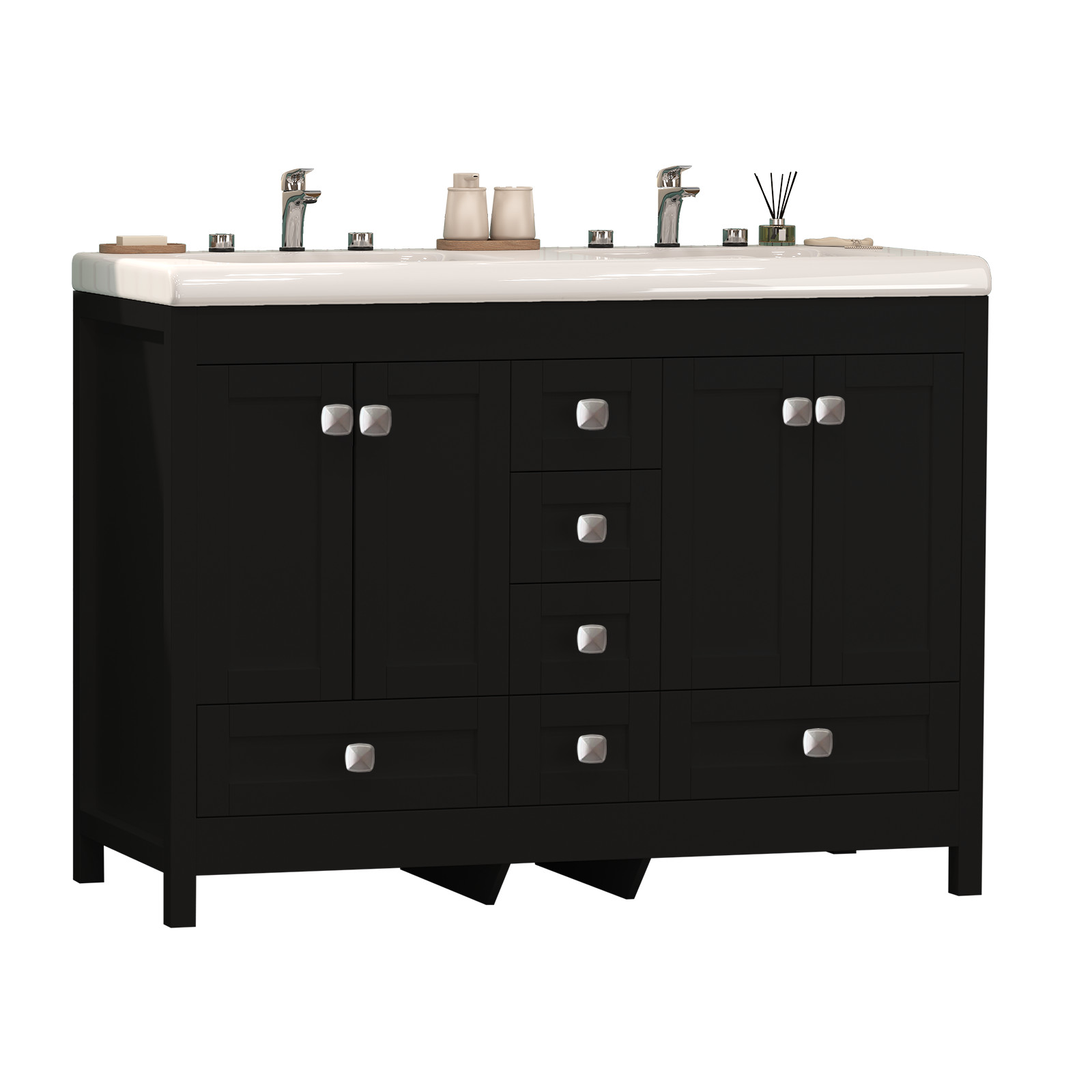 47 in Bathroom Vanity with Sink Ceramic Freestanding Cabinet – 6-hole faucet USA