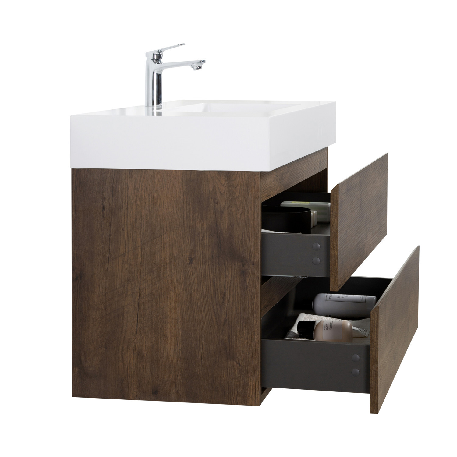 36″ 30″ 24″ Wall Mounted Bathroom Vanity w/Sink,Floating Vanity Cabinet,2 Drawer