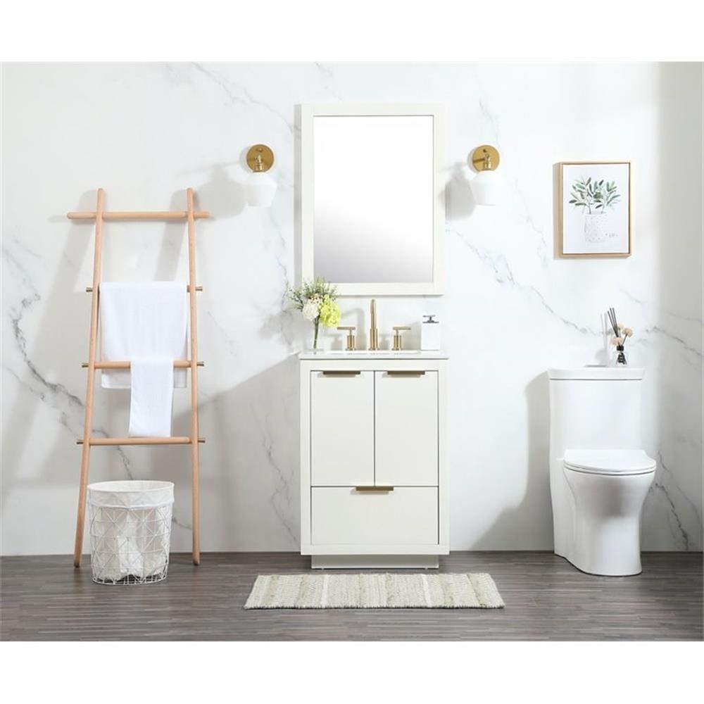Elegant Decor Blake 24″ Aluminum Alloy MDF Single Bathroom Vanity in White