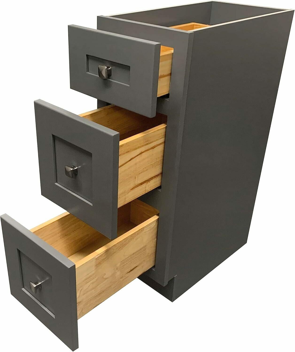 Royal Cabinets 80-8202-0-1610 Grey Shaker 3 Drawers Bathroom Vanity Base,