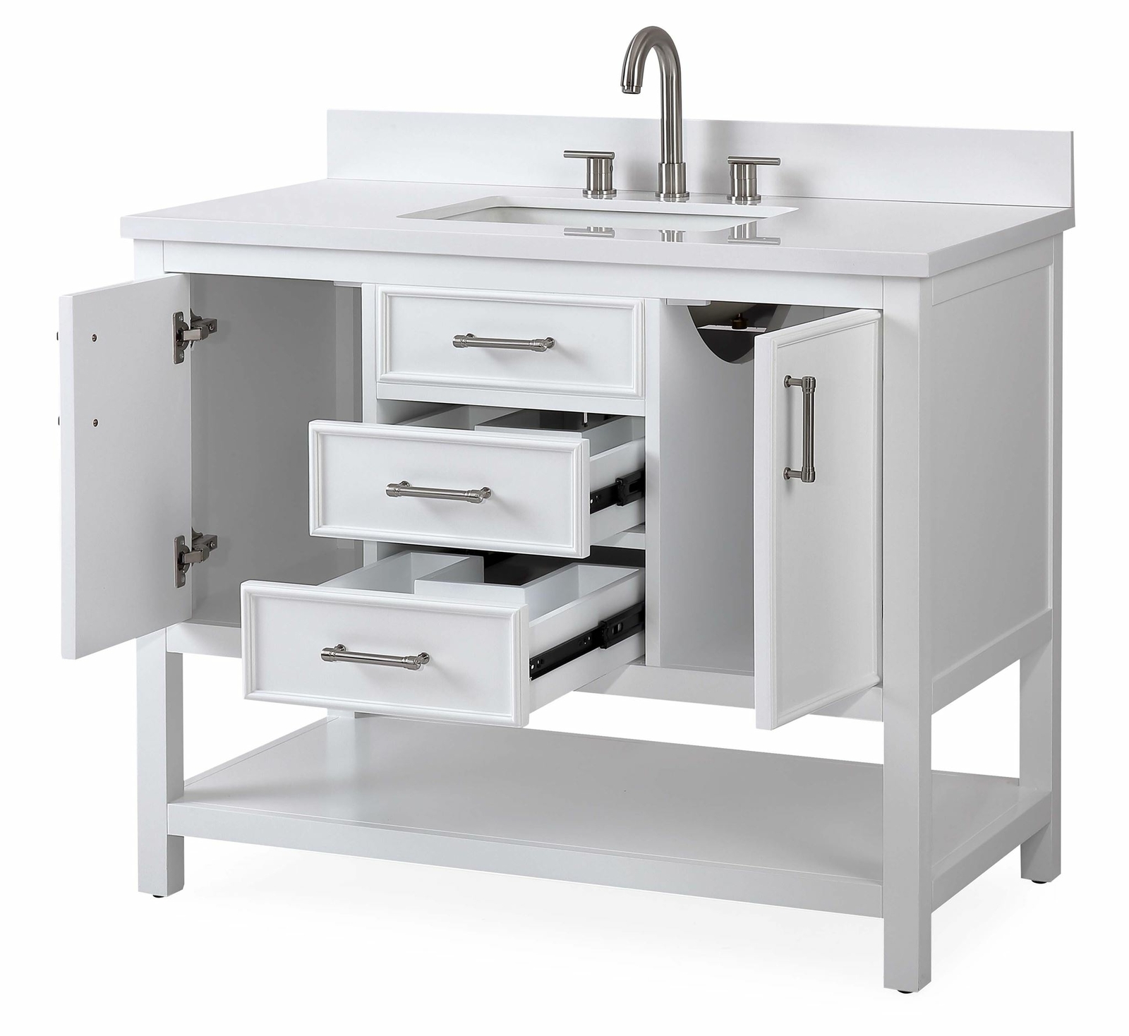 42 inch White Color Finish Single Sink Bathroom Vanity – Felton SKU