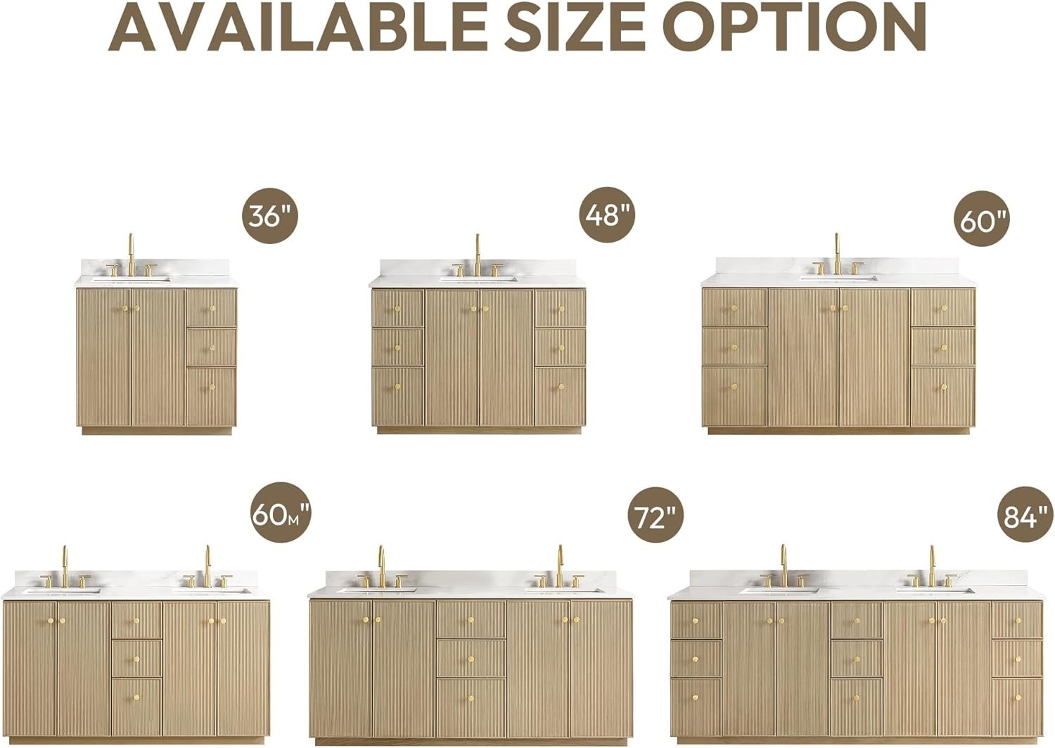 VINNOVA Oza 60″ Single Bath Vanity in Aged Natural Oak with Fish Maw White Quart