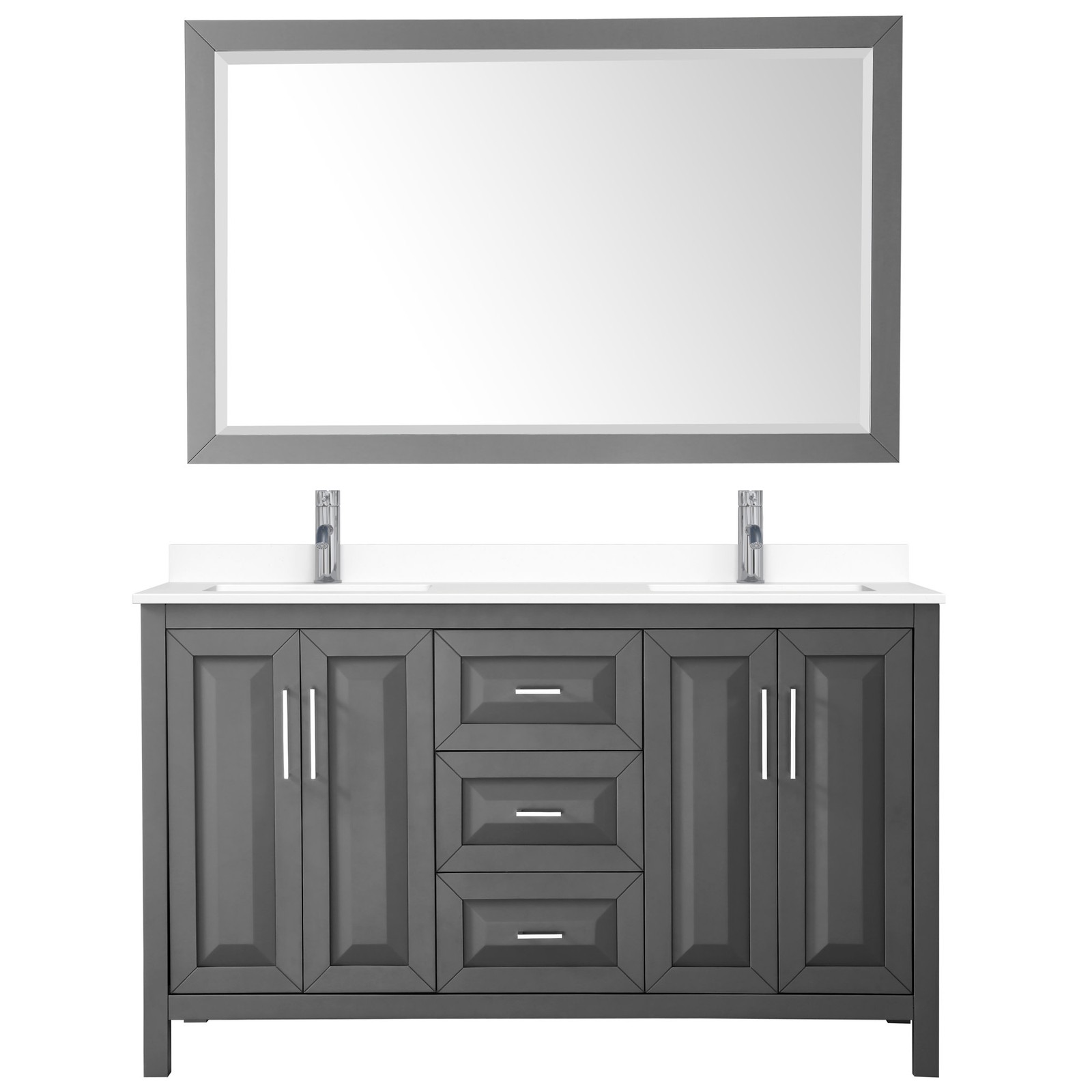 Wyndham Collection WCV252560D-VCA-M58 Daria 60″ – Dark Gray / White Cultured