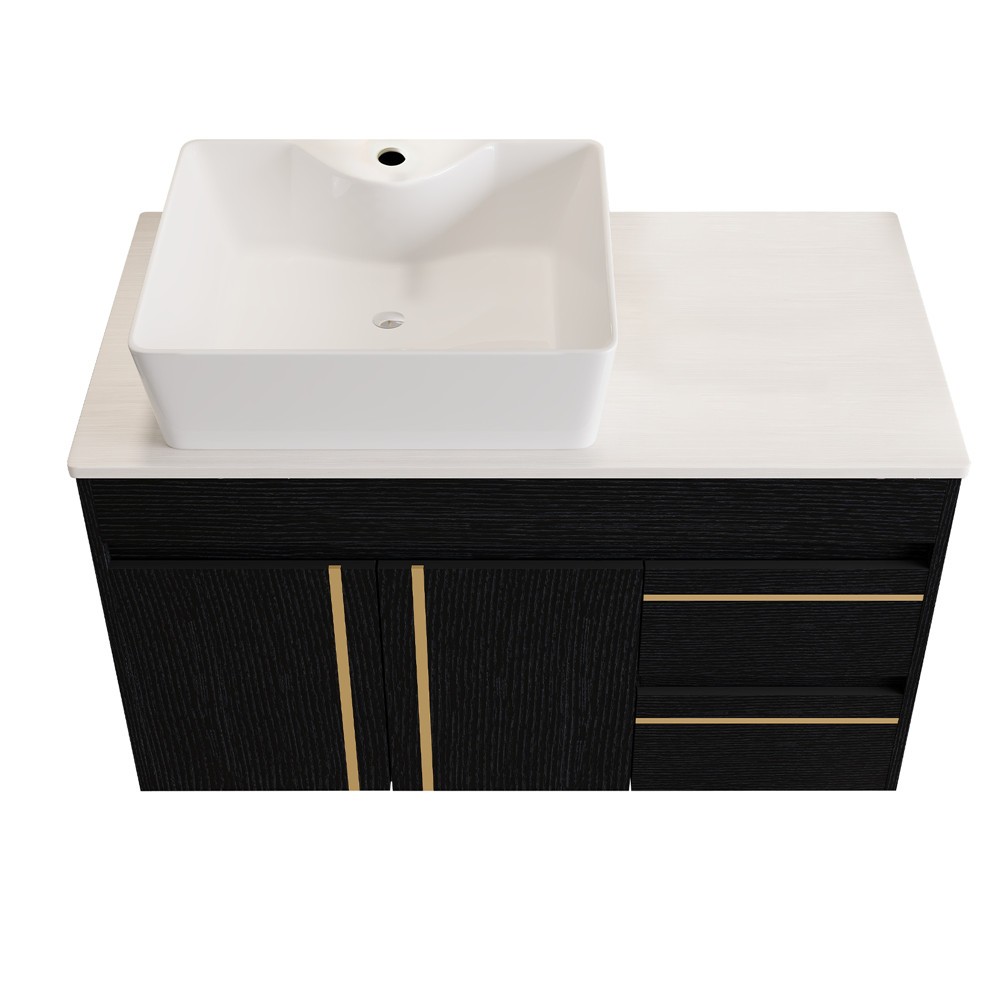 36″ Wall Mounted Bathroom Vanity with Sink, Floating Vanity Cabinet, 2 Drawers