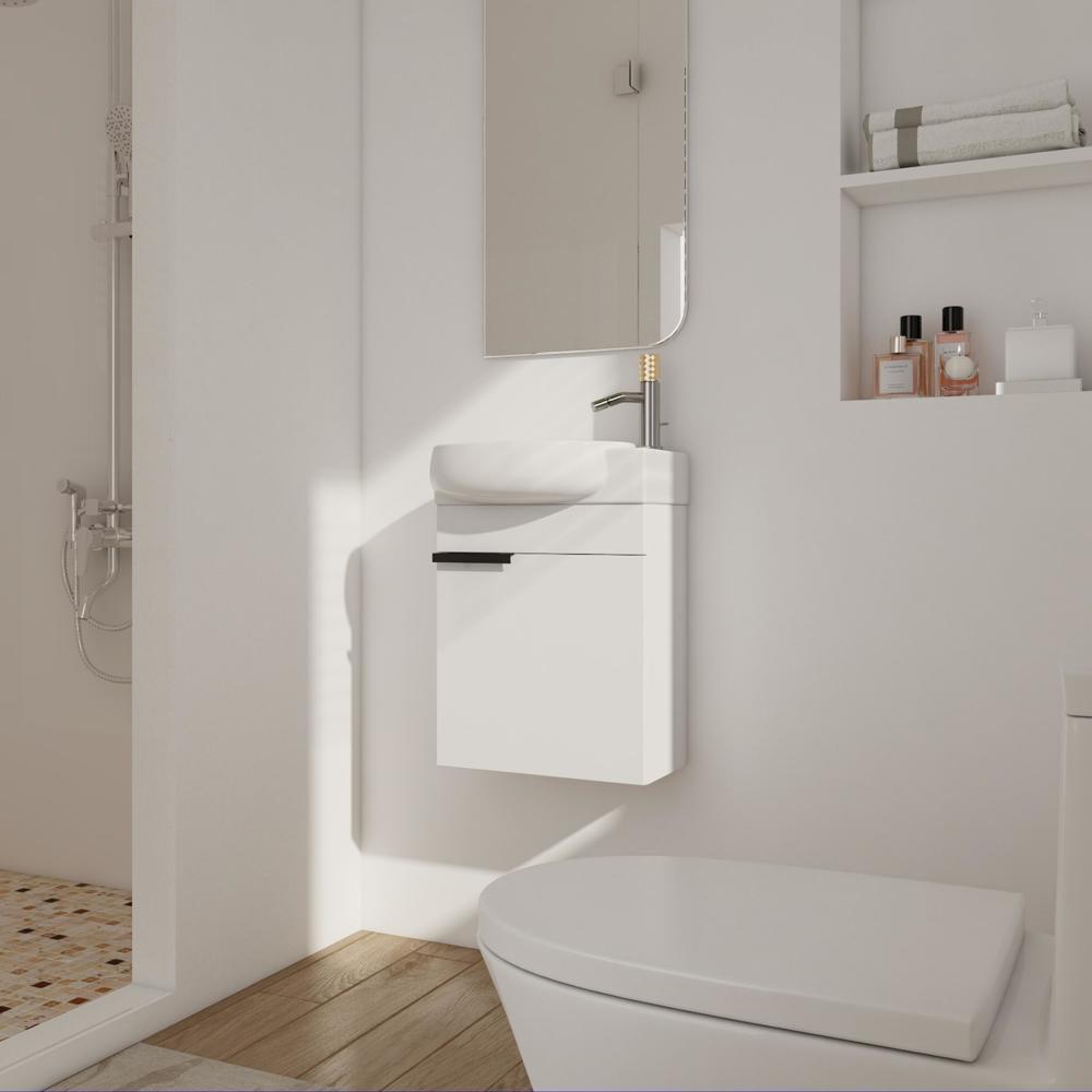 Soft Close Doors Bathroom Vanity With Sink 16 Inch