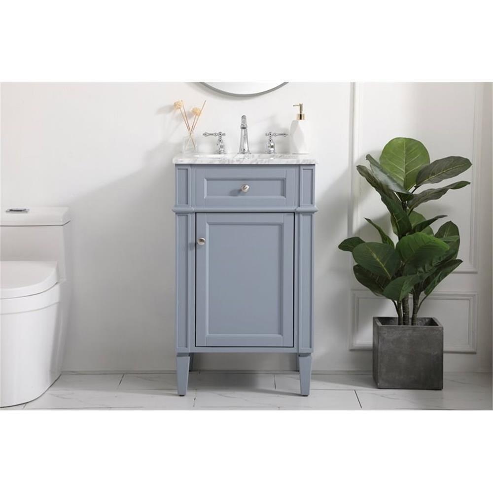 Elegant Decor Park Avenue 21″ Metal MDF Marble Single Bathroom Vanity in Gray