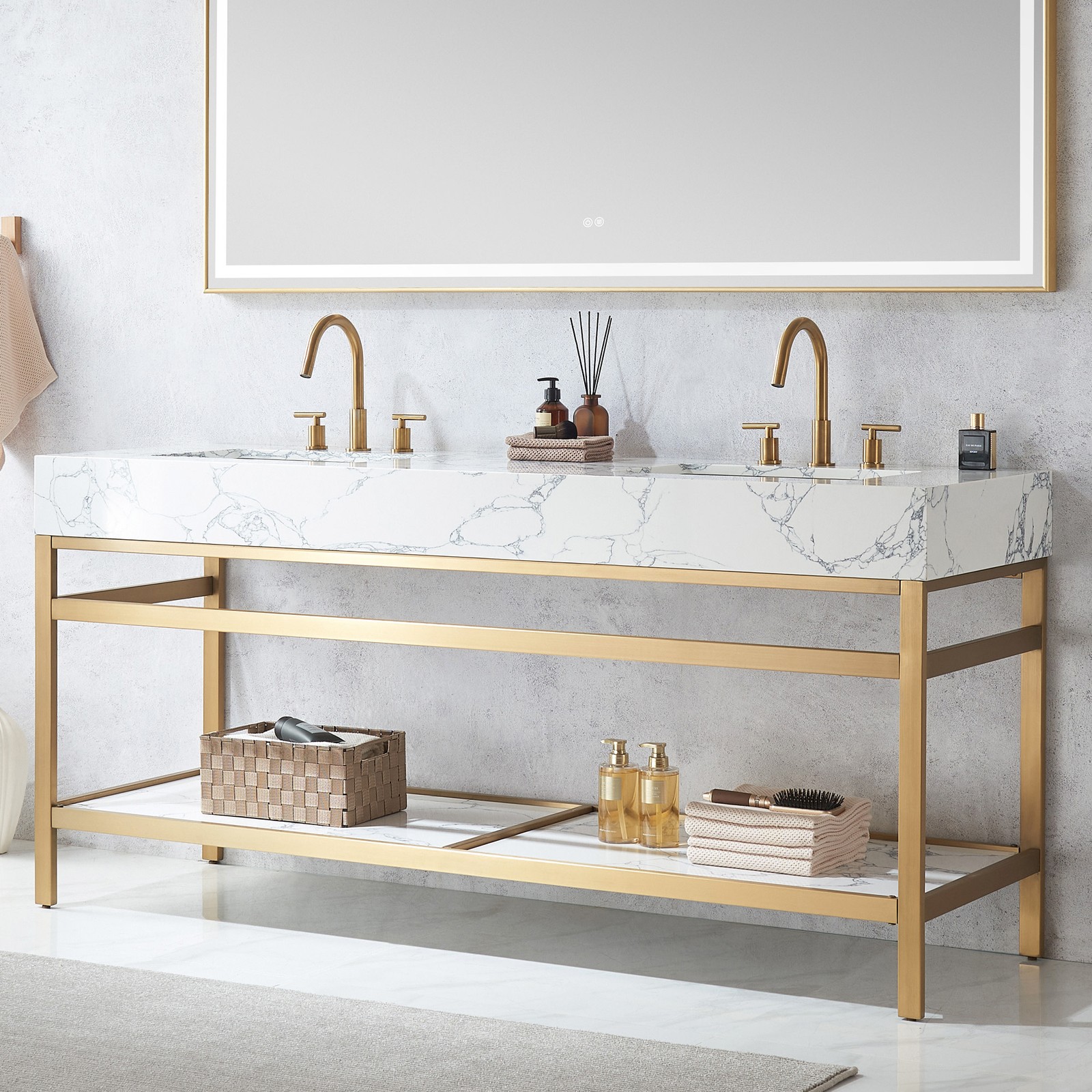 Miseno MV-702772M Ecija 72″ – Brushed Gold / Pandora White