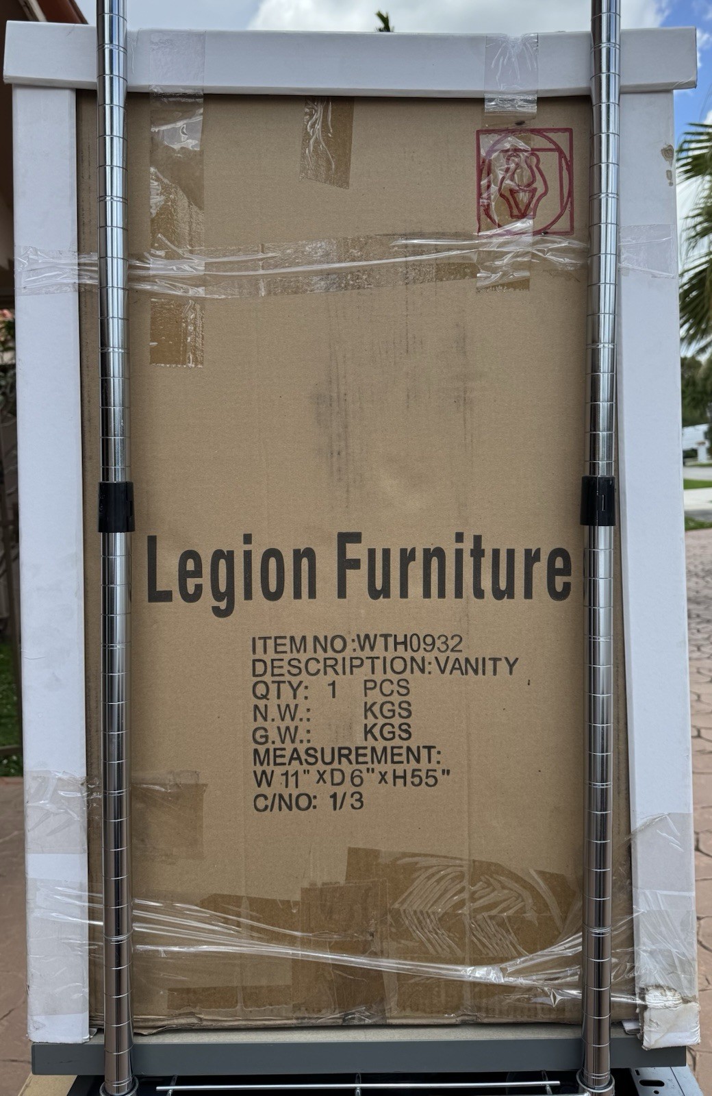 LEGION FURNITURE WTH0932 SINK VANITY W MIRROR SIDE CABINET LIGHT MAPLE