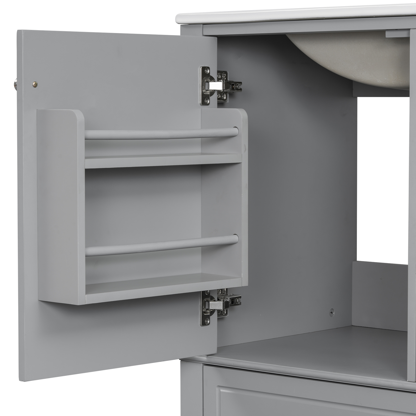 30″ Bathroom Vanity with Ceramic Sink Freestanding Solid Wood Storage Cabinet