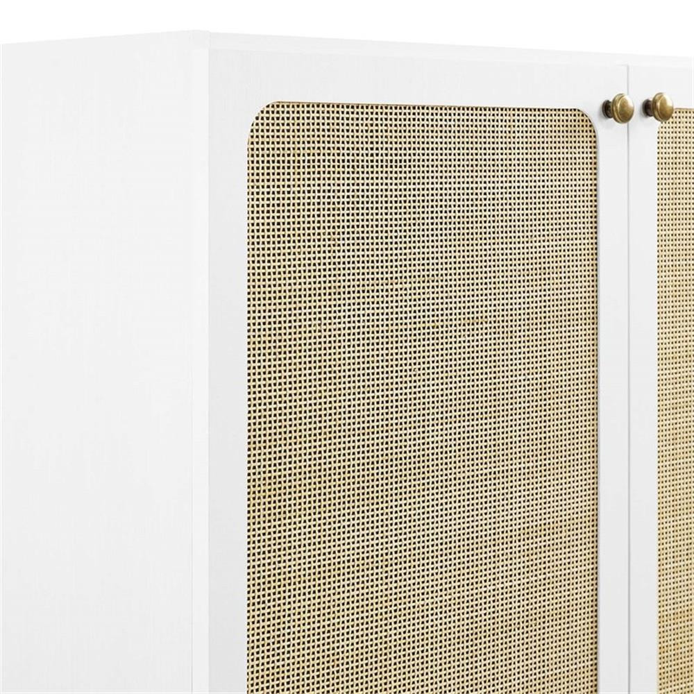 Modway Chaucer 36″ Wood & Rattan Bathroom Vanity Cabinet in White
