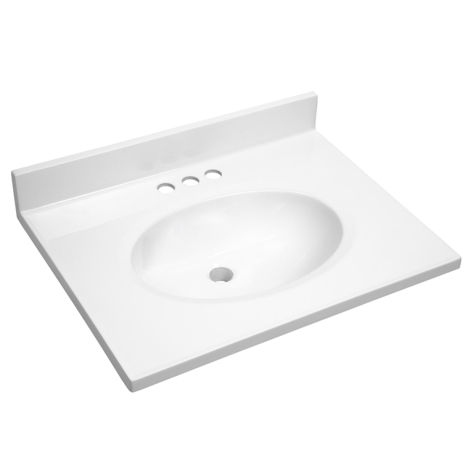 Design House 25″ Traditional Marble Single Bowl Vanity Top in Solid White
