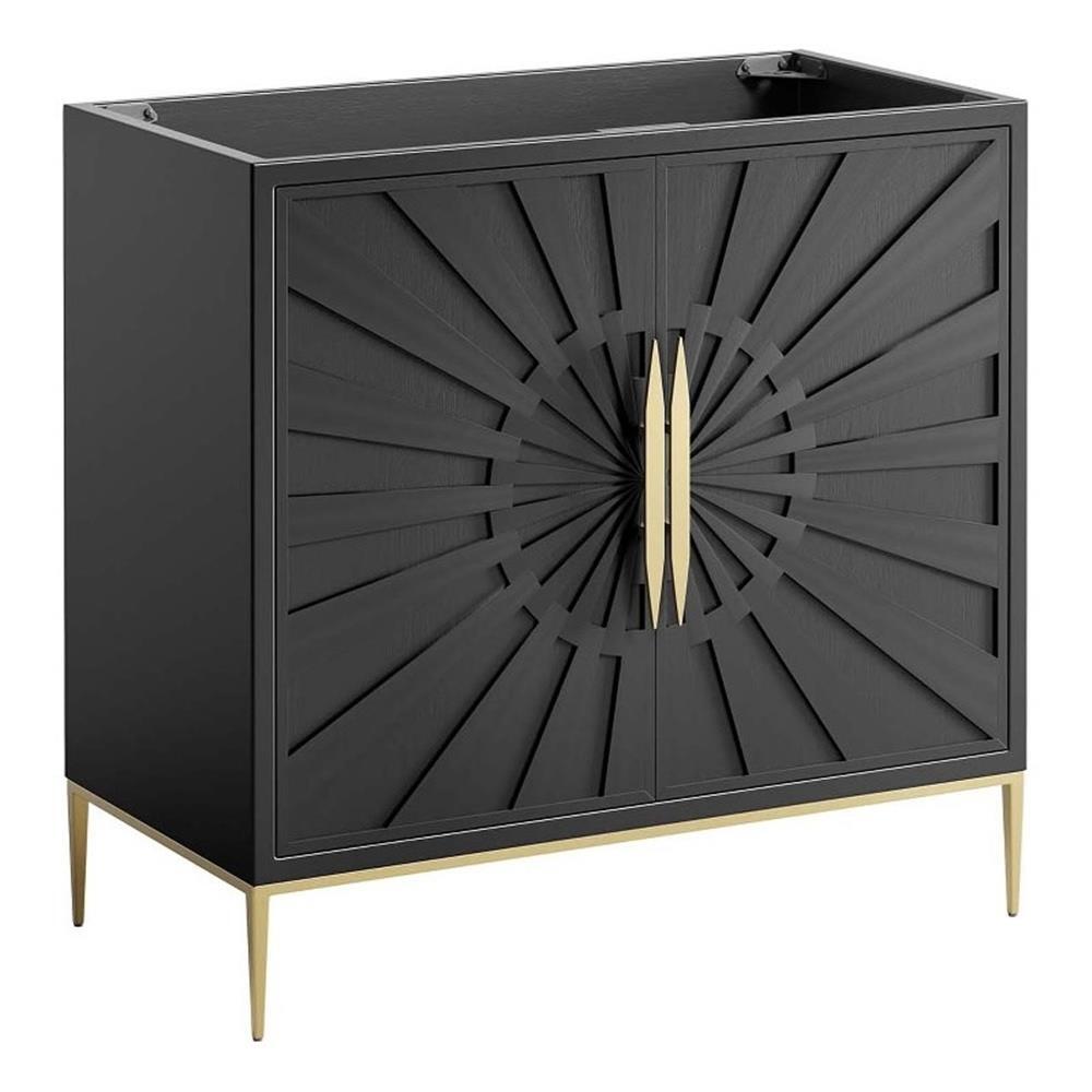 Modway Awaken 36″ Solid Wood and MDF Bathroom Vanity Cabinet in Black