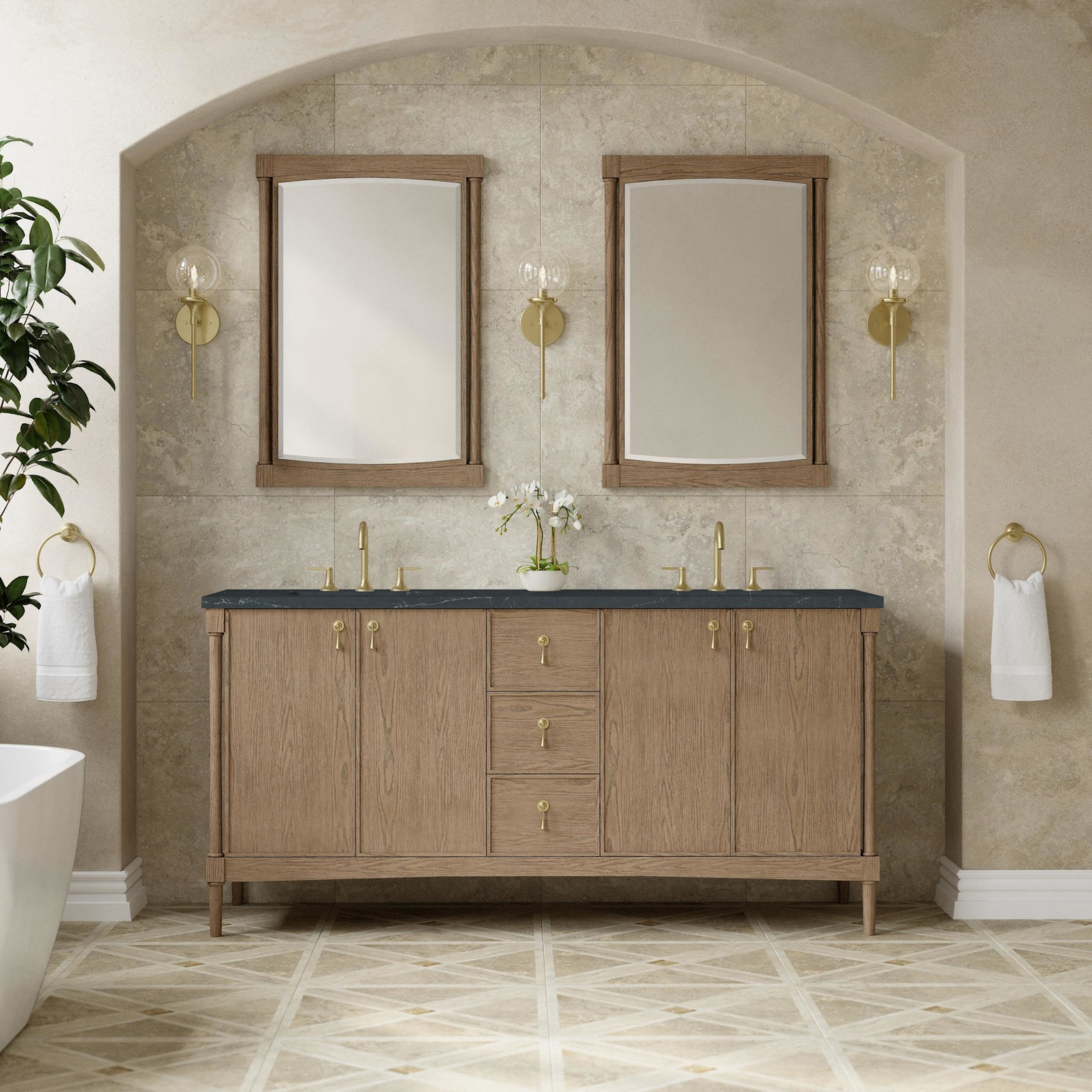 James Martin Vanities D680-V72-3CSP Kinnsden 72″ – Sable Oak