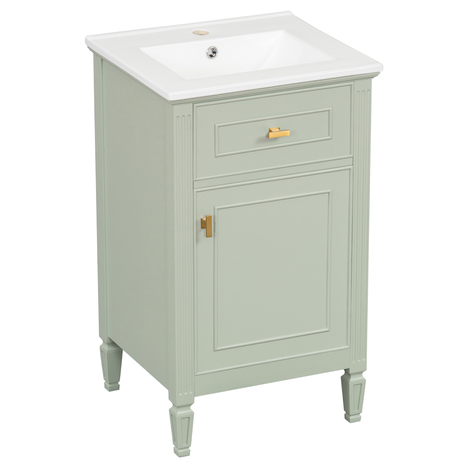 20″ Bathroom Vanity w/Ceramic Sink Modern Storage Cabinet w/Adjustable Shelf