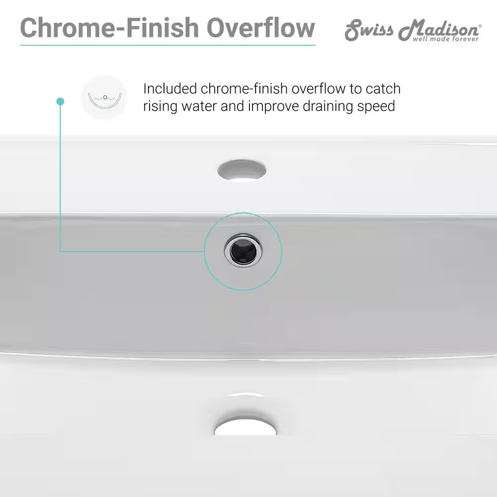 24 In. Ceramic Single Faucet Hole Vanity Top in White with White Basin