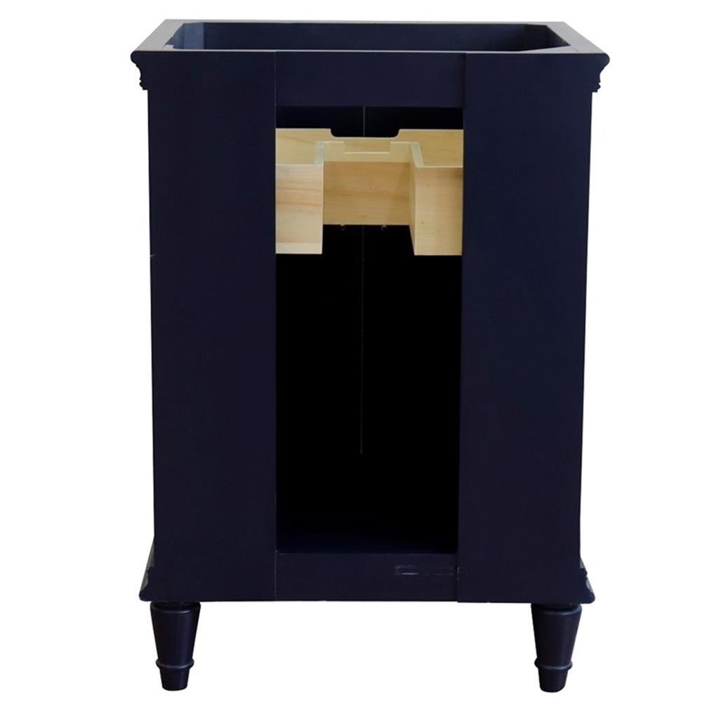 25 in. Single Wooden Vanity Blue with Black Galaxy Oval Sink