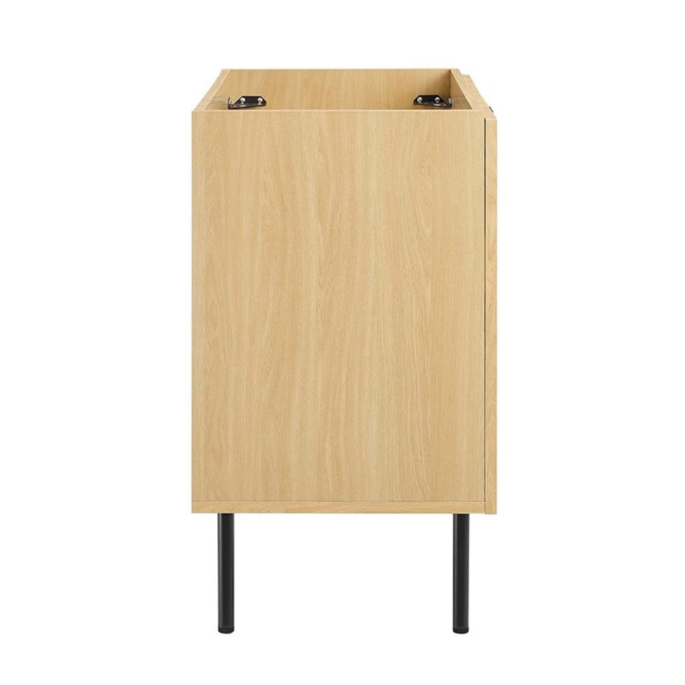 Modway Chaucer 30″ Wood & Rattan Bathroom Vanity Cabinet in Oak