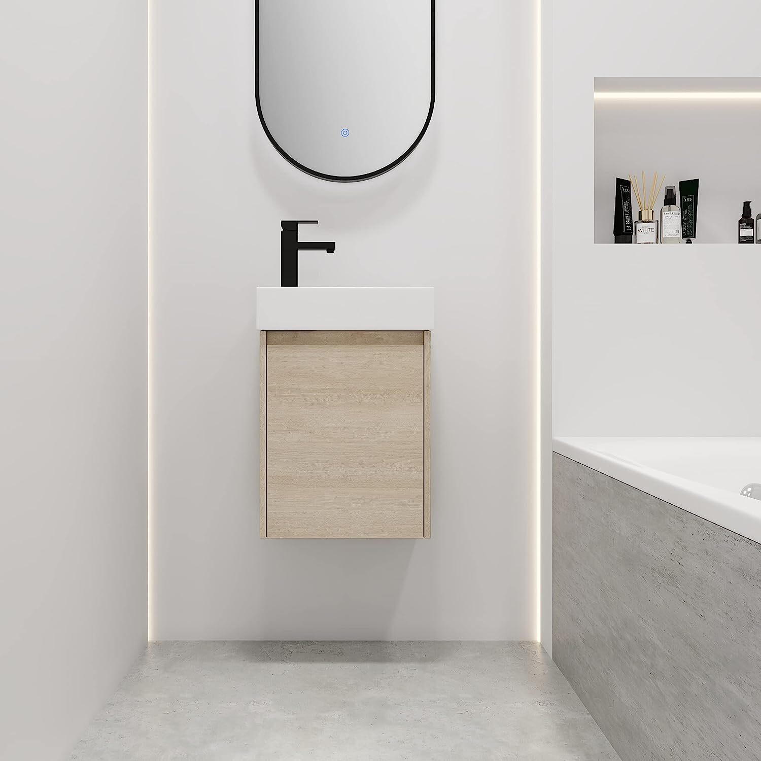 US SHIP 16-In ch Bathroom Vanity with Single Sink Wood Cabinet Small Bathroom