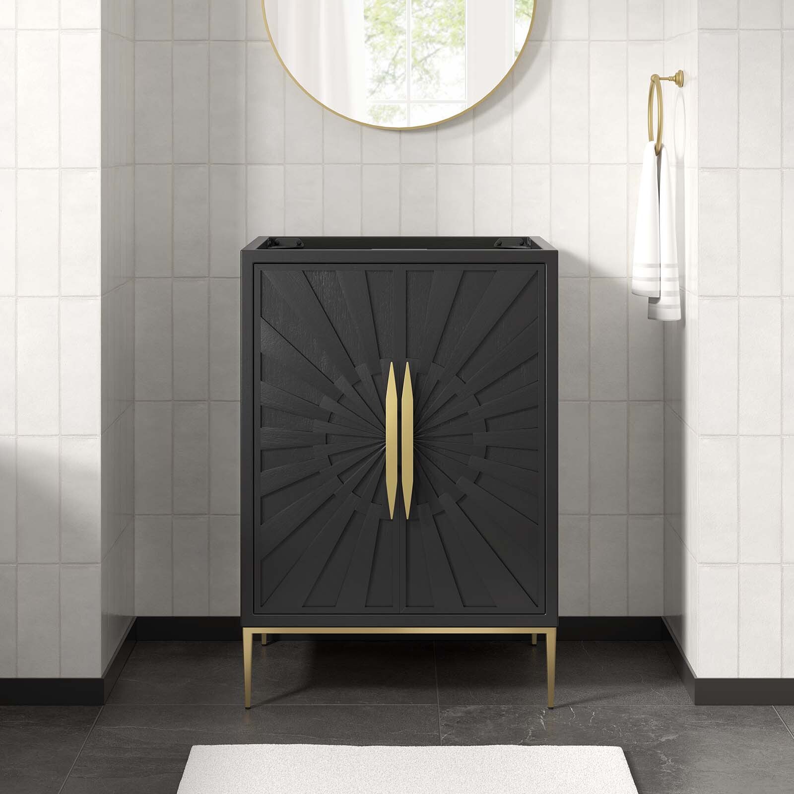 Modway Awaken 24″ Bathroom Vanity Cabinet in Black – Sink Basin Not Included